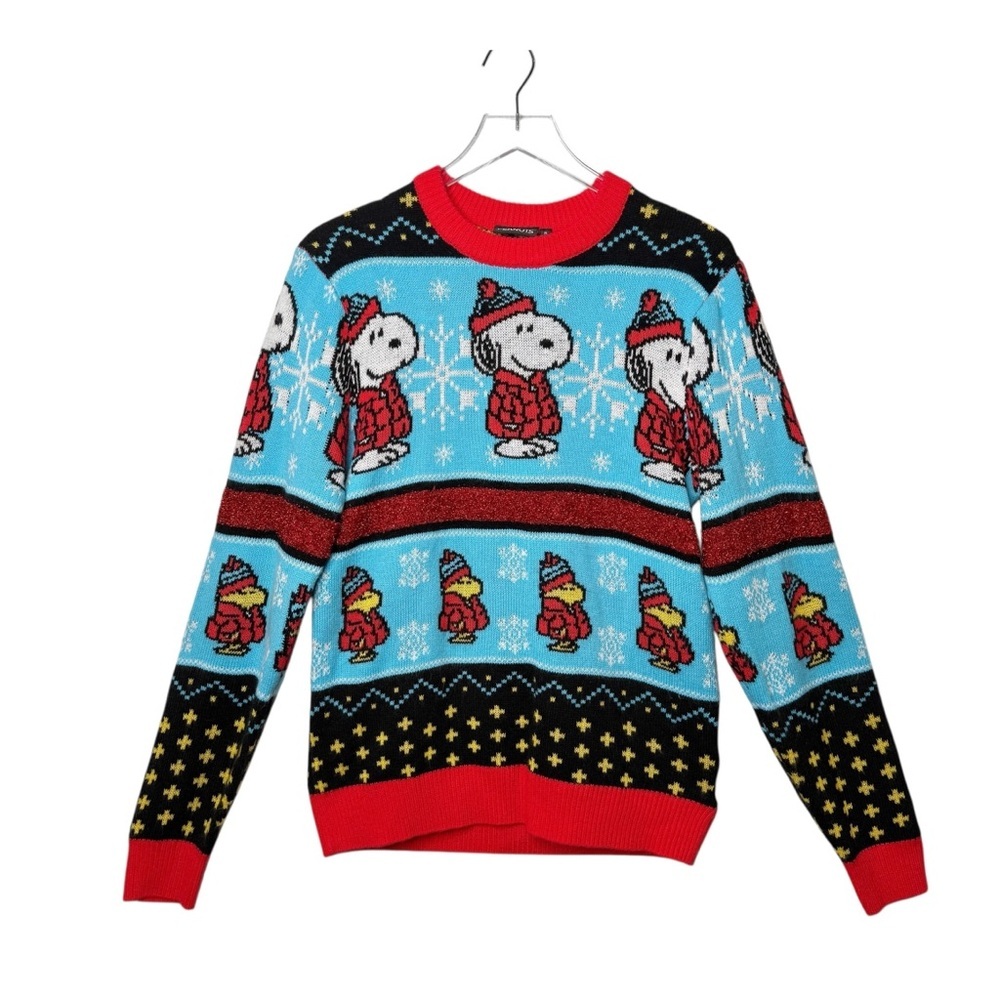 Peanuts Snoopy Ugly Christmas Crew Neck Women’s Relaxed Sweater Sz S